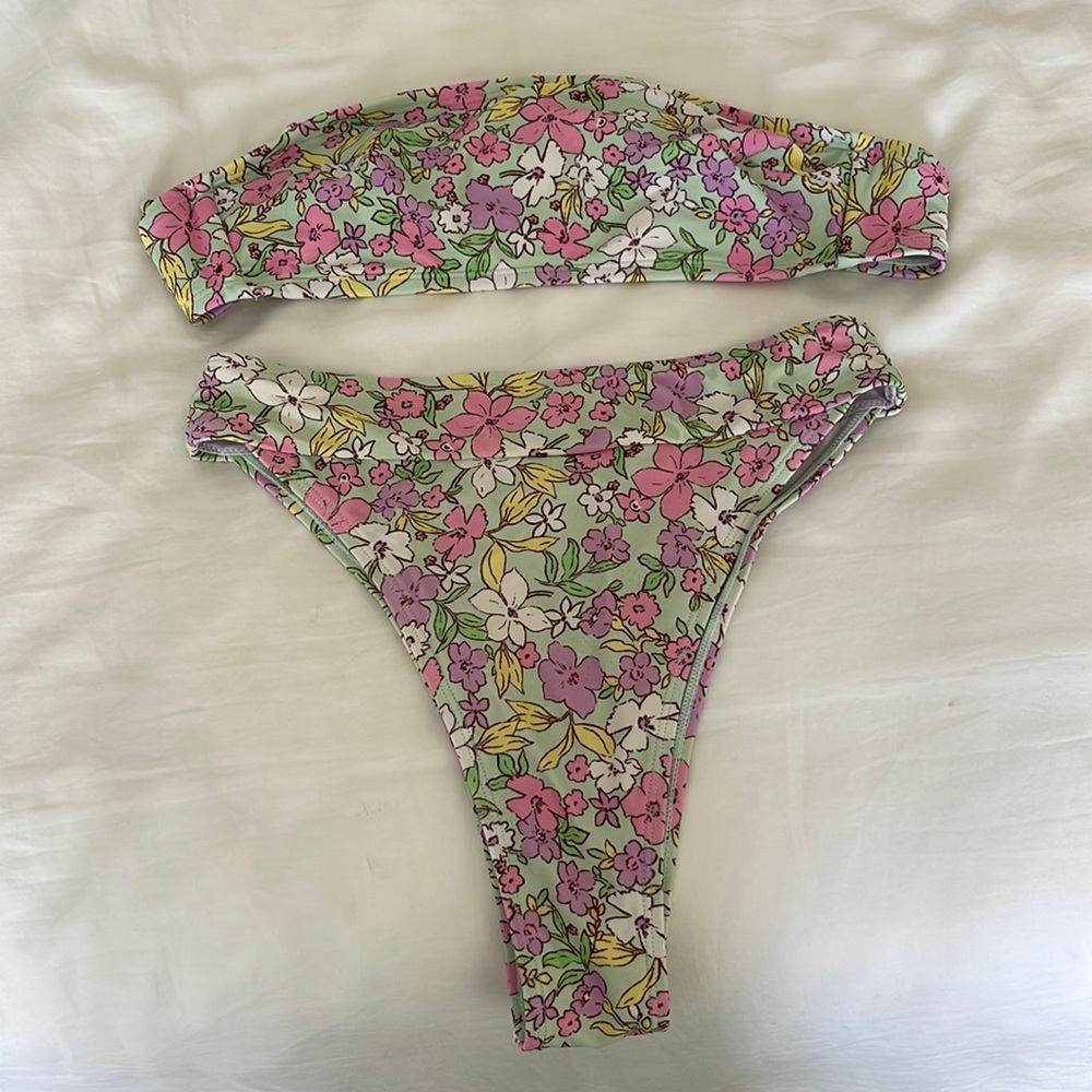 Floral Cupshe 2 piece high waisted bikini set